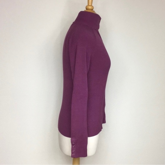 1775 Womens Mauve High Collar Ribbed Snap Button Long Sleeve Knit Top Size Large - Picture 5 of 14